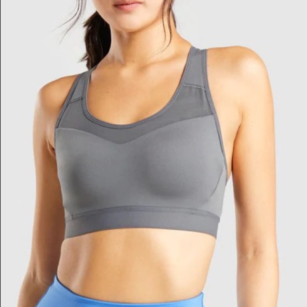 Gymshark open back training sports bra - charcoal gray- size medium